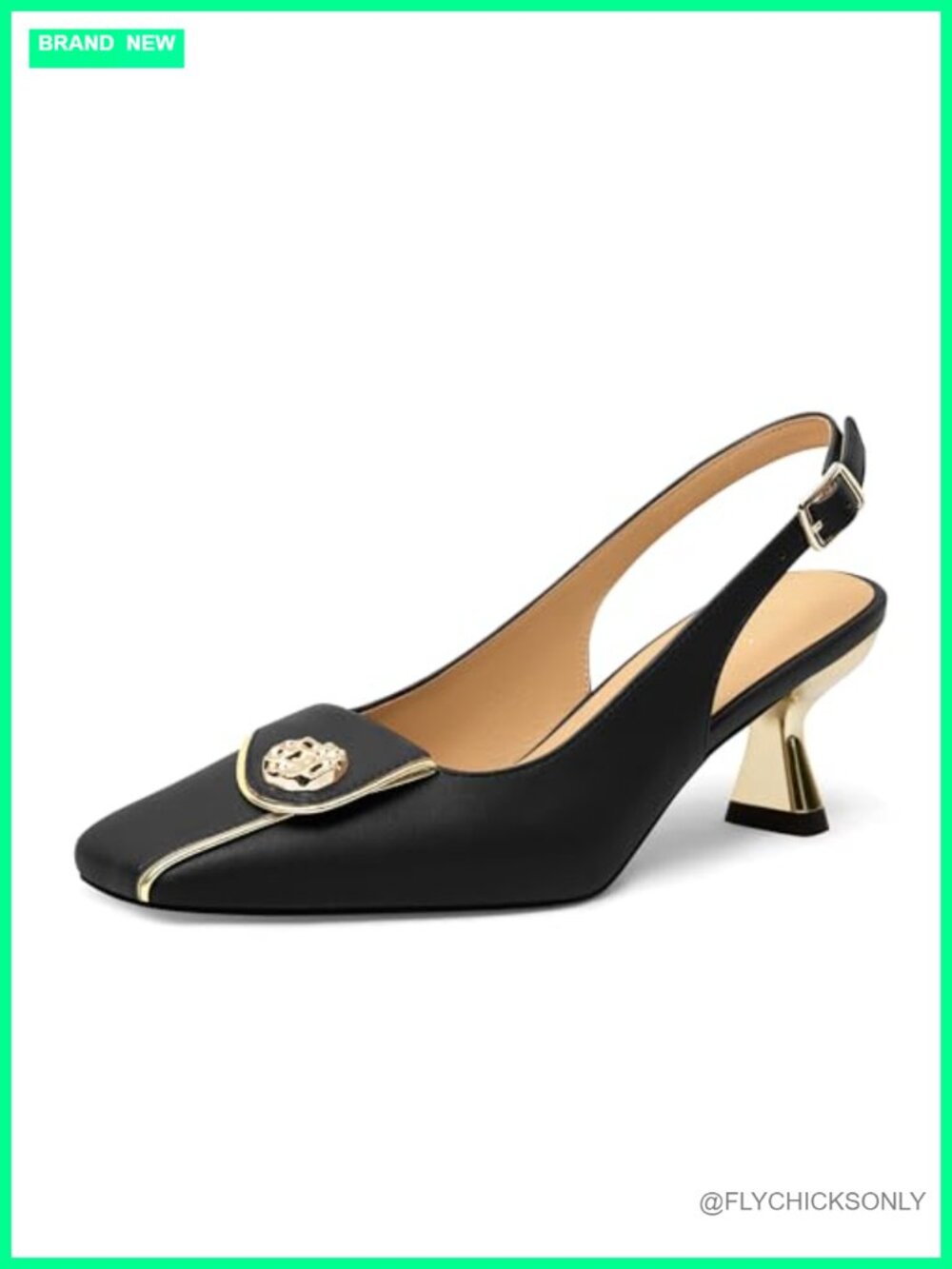 Women's Kitten Heels Slingback Square Toe Low Heel Pumps Matte Slip On Dress